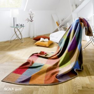 SCANquilt - pléd VELUR kostka multi 150 x 200 cm - Atraktivní plédy a přehozy