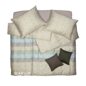 SCANquilt - povlečení SATÉN PLUS pruhy geo khaki zelená 140 x 200/70 x 90 cm - Povlečení SCANquilt