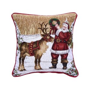 SCANquilt - povlak MOTIV santa a sob červenobílá 40 x 40 cm - Atraktivní plédy a přehozy