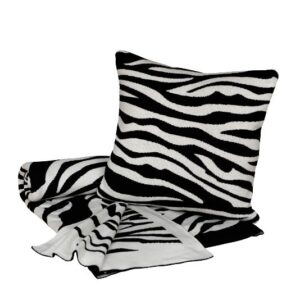 SCANquilt - pletený pléd DESIGN zebra černosmetanová 130 x 190 cm - Atraktivní plédy a přehozy