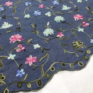 Bavlněná látka JEANS Flowers border Designové bavlněné látky - pro šití