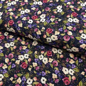 Bavlněná látka Meadow flowers navy digital print Designové bavlněné látky - pro šití