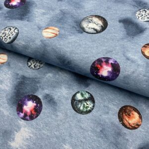 Bavlněná látka Planets jeans digital print Designové bavlněné látky - pro šití