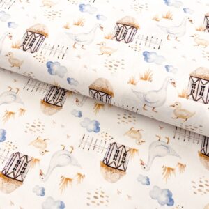 Bavlněná látka Snoozy fabrics Farm style Goose digital print Bavlněné látky - pro šití