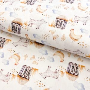 Bavlněná látka Snoozy fabrics Farm style Piggy digital print Bavlněné látky - pro šití
