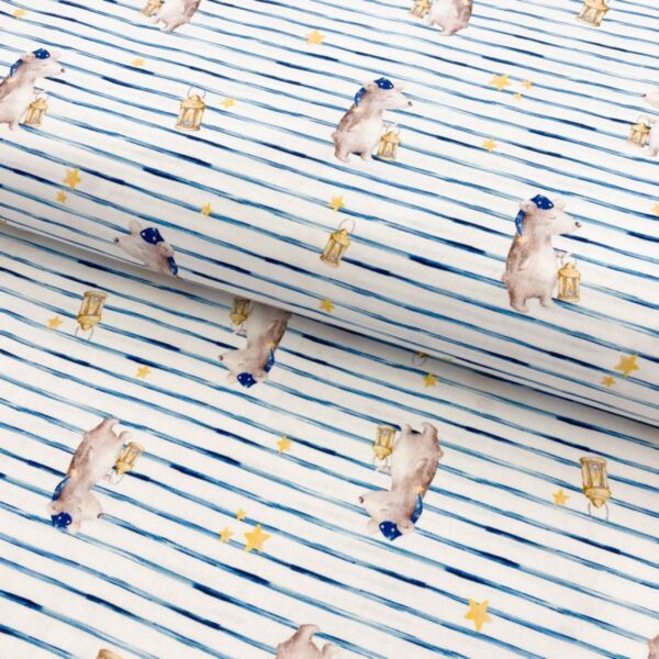 Bavlněná látka Snoozy fabrics Friends Sleeping bear digital print Bavlněné látky - pro šití