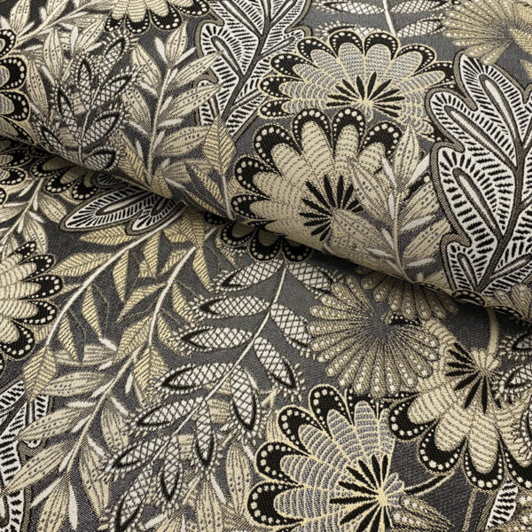 Dekorační látka jacquard Boho leaves Designové dekorační látky - pro šití