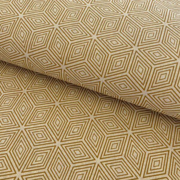 Dekorační látka Linenlook Blocks 3D Illusion golden yellow Designové dekorační látky - pro šití