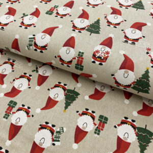 Dekorační látka Linenlook Santa jolly gift Designové dekorační látky - pro šití