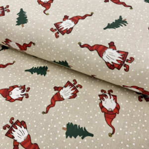 Dekorační látka Linenlook Tomte Christmas tree Designové dekorační látky - pro šití