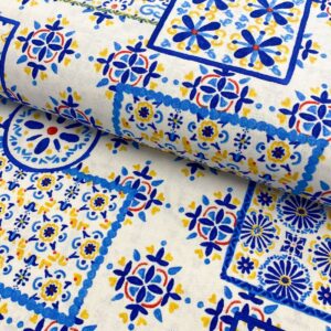 Dekorační látka premium Azulejos tile patch Designové dekorační látky - pro šití