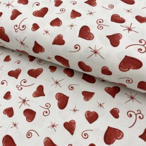 Dekorační látka premium Jolly Xmas hearts Designové dekorační látky - pro šití