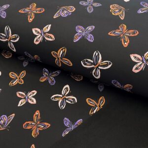 Softshell zimní Butterfly black digital print Designový softshell - pro šití