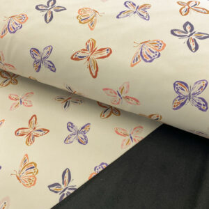 Softshell zimní Butterfly ecru digital print Designový softshell - pro šití