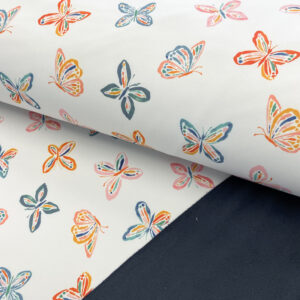 Softshell zimní Butterfly white digital print Designový softshell - pro šití