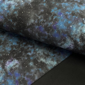 Softshell zimní Galaxy black blue digital print Designový softshell - pro šití