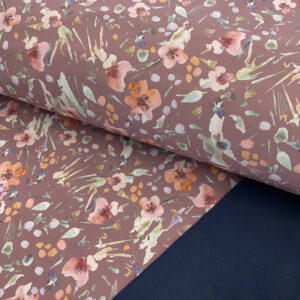 Softshell zimní Watercolour flowers mauve digital print Designový softshell - pro šití