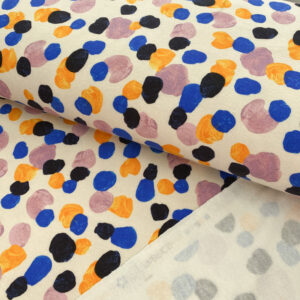 Teplákovina počesaná Dots off white digital print Počesaná teplákovina - pro šití