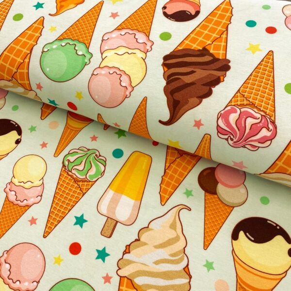Úplet Chocolate ice cream digital print Designový úplet - pro šití