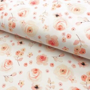 Úplet Creamy flowers digital print Designový úplet - pro šití