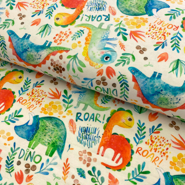 Úplet Dinosaurs Roarrr digital print Designový úplet - pro šití