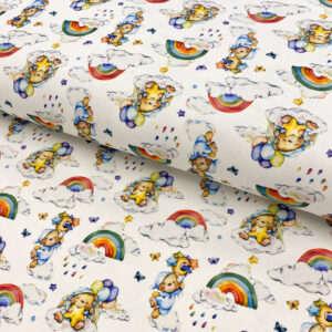 Úplet Dreamy Bears Rainbow digital print Designový úplet - pro šití