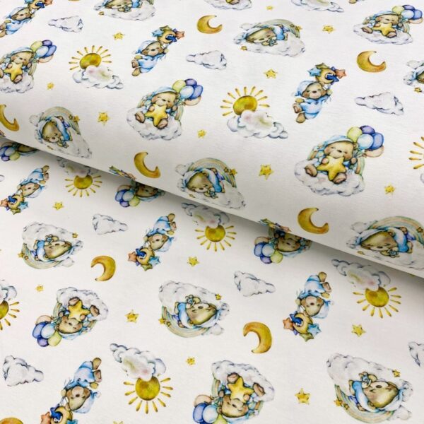 Úplet Dreamy Bears Sun and Moon digital print Designový úplet - pro šití