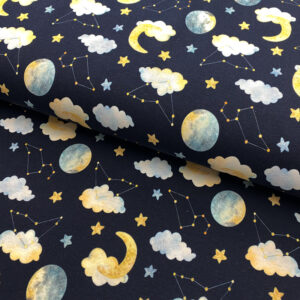 Úplet Galaxy moon digital print Designový úplet - pro šití