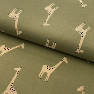 Úplet Giraffe moss green Designový úplet - pro šití