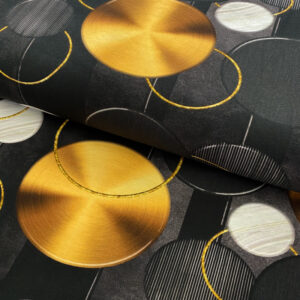 Úplet Golden circles digital print Designový úplet - pro šití