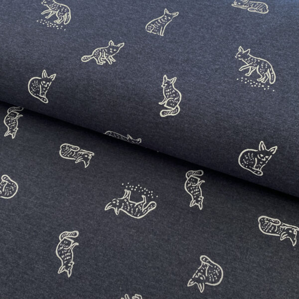 Úplet Hidden foxie indigo melange Designový úplet - pro šití