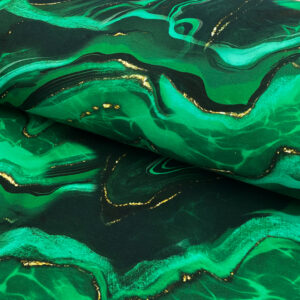Úplet Marble green digital print Designový úplet - pro šití
