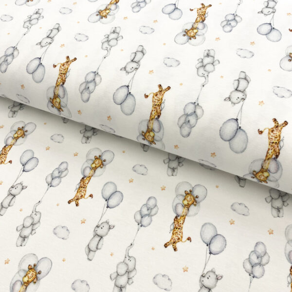 Úplet Snoozy fabrics Bubble giraffe digital print Designový úplet - pro šití