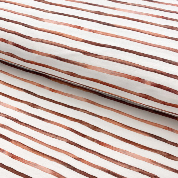 Úplet Snoozy fabrics Friends stripe brick digital print Designový úplet - pro šití