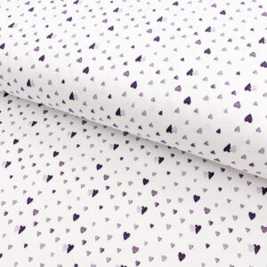 Úplet Snoozy fabrics Hearts violet digital print Designový úplet - pro šití