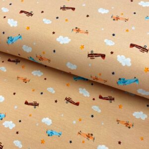 Úplet Snoozy fabrics Plain Aero beige digital print Designový úplet - pro šití