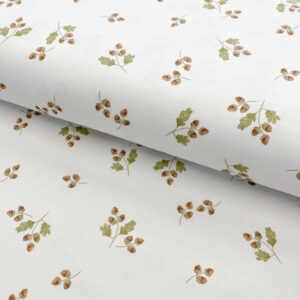 Úplet Sweet forest ACORN white digital print Designový úplet - pro šití