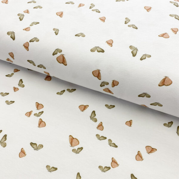 Úplet Sweet forest BUTTERFLY white digital print Designový úplet - pro šití