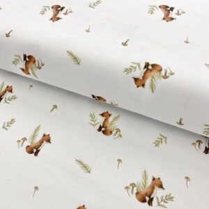 Úplet Sweet forest FOXIE white digital print Designový úplet - pro šití
