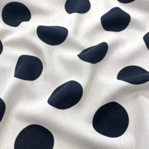 Viskóza se lnem Dots white navy Viskóza - pro šití